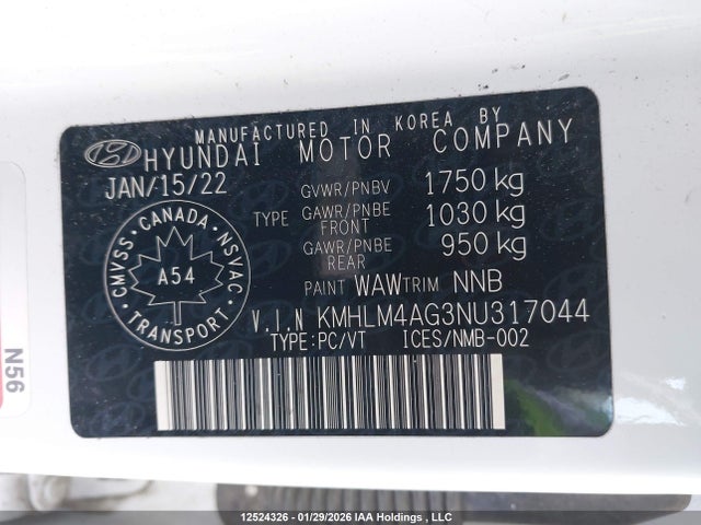KMHLM4AG3NU317044 Hyundai ELANTRA SEL