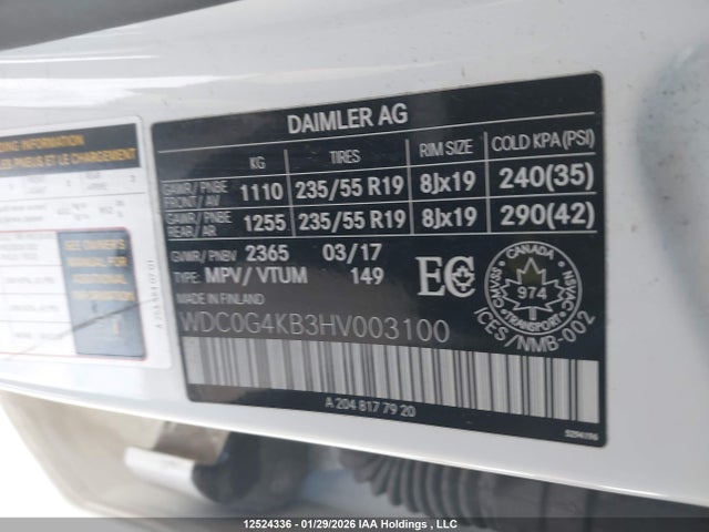 WDC0G4KB3HV003100 Mercedes-Benz Glc 300 4matic