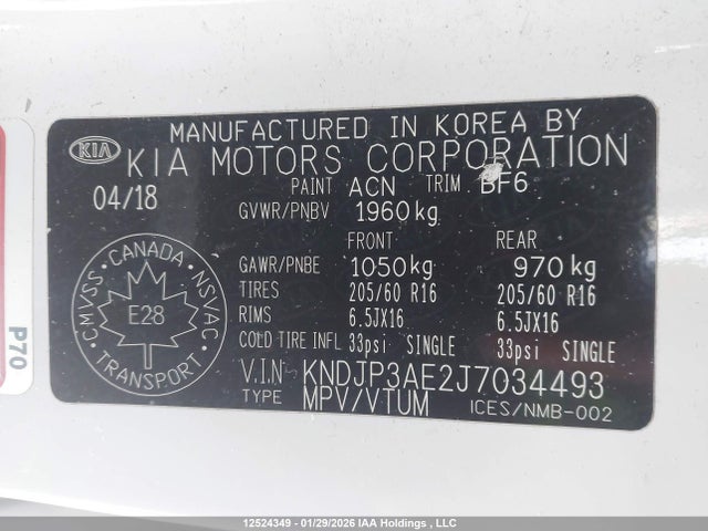 KNDJP3AE2J7034493 KIA SOUL EV