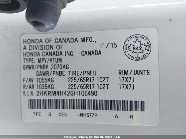 Honda CR-V SE 2016 2HKRM4H42GH106490 Image 19