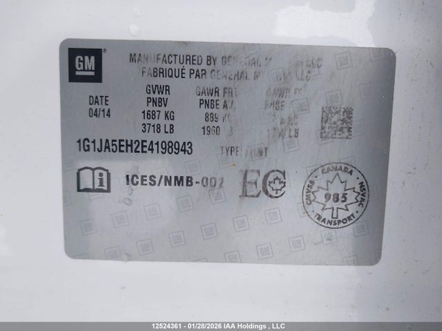 1G1JA5EH2E4198943 Chevrolet Sonic
