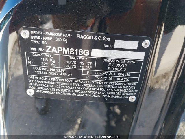 ZAPM818G4N5906999 Vespa Primavera/sprint 150