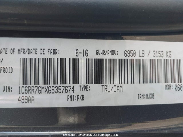 1C6RR7GMXGS357674 RAM 1500 Slt