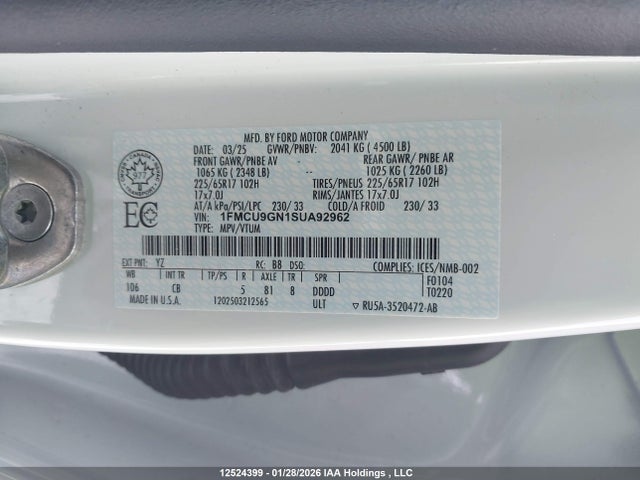 Ford Escape 2025 1FMCU9GN1SUA92962 Image 9