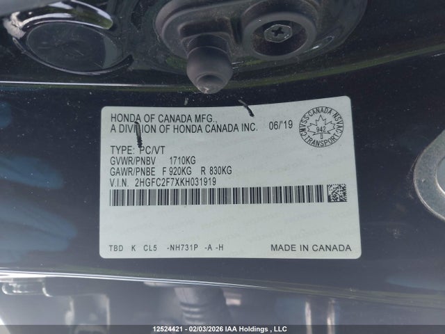 2HGFC2F7XKH031919 Honda Civic Ex 4dr