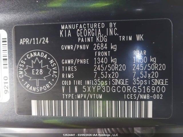 5XYP3DGC0RG516900 KIA Telluride Ex/ex X-line