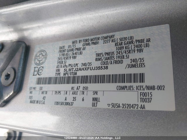 5LMTJ2AHXFUJ35538 Lincoln MKC