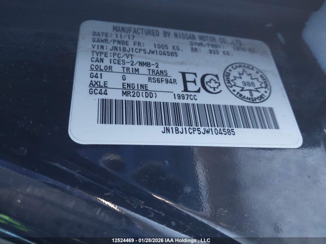 JN1BJ1CP5JW104585 Nissan Rogue Sport S/sv/sl