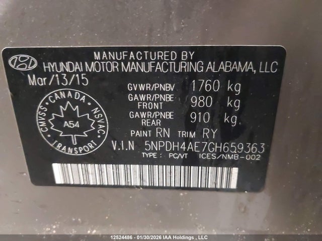 Продаж на аукціоні авто 2016 Hyundai Elantra Gl, vin: 5NPDH4AE7GH659363, номер лоту: 12524486