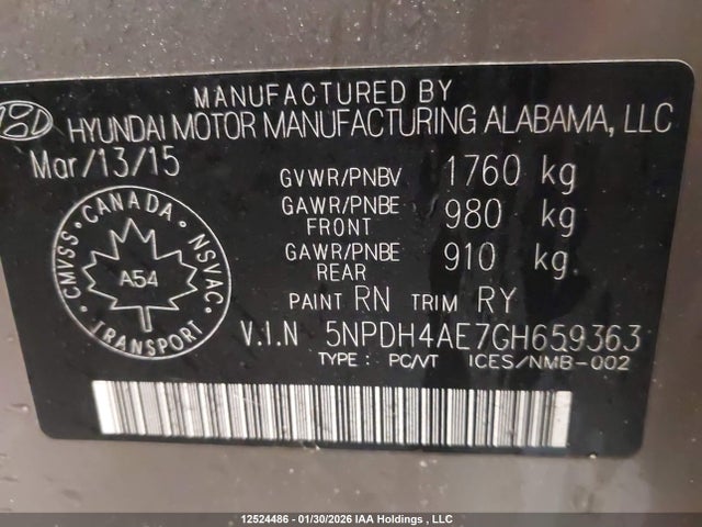 Продаж на аукціоні авто 2016 Hyundai Elantra Gl, vin: 5NPDH4AE7GH659363, номер лоту: 12524486