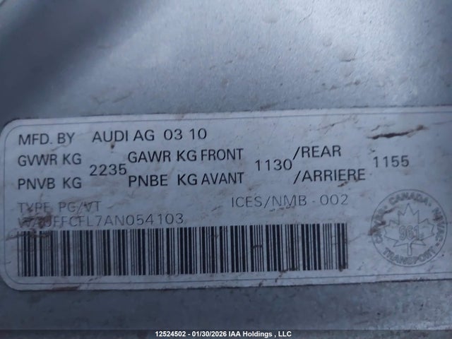 Продаж на аукціоні авто 2010 Audi A4 Premium Plus, vin: WAUFFCFL7AN054103, номер лоту: 12524502