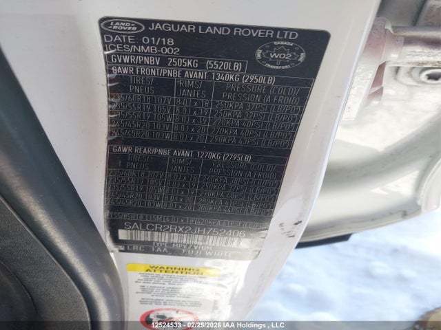 SALCR2RX2JH752406 Land Rover Discovery Sport Hse