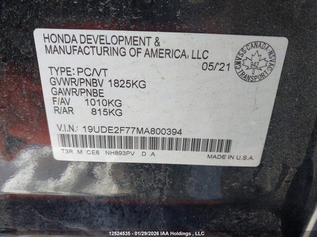 19UDE2F77MA800394 Acura ILX