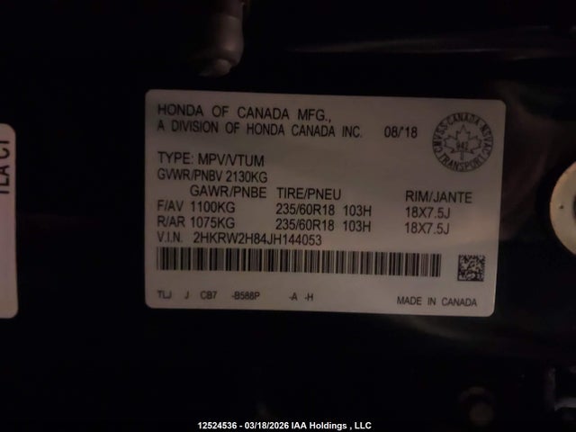 2HKRW2H84JH144053 Honda CR-V EXL