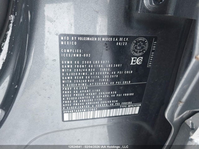 12524541 :رقم المزاد ، 3VV4B7AX5PM127027 vin ، 2023 Volkswagen Tiguan Sel R-line Black مزاد بيع