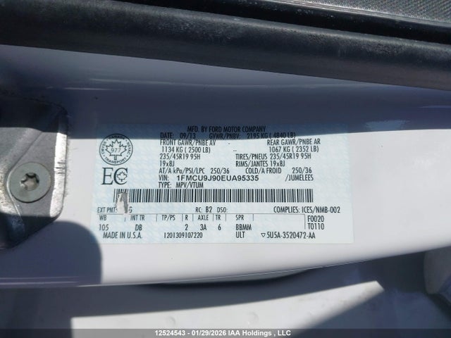 2014 Ford Escape Titanium მანქანა იყიდება აუქციონზე, vin: 1FMCU9J90EUA95335, აუქციონის ნომერი: 12524543