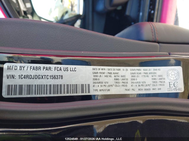Продажа на аукционе авто 2026 Dodge Durango Gt Plus, vin: 1C4RDJDGXTC156378, номер лота: 12524549