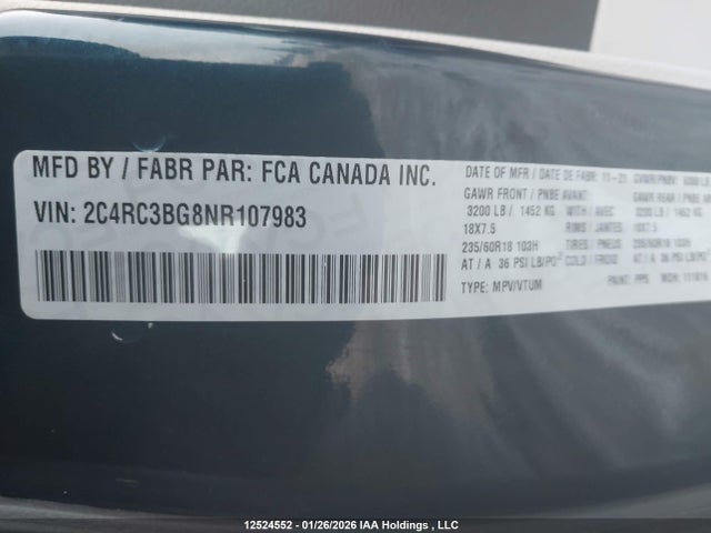 Chrysler Pacifica Touring L Awd 2022 2C4RC3BG8NR107983 Image 9