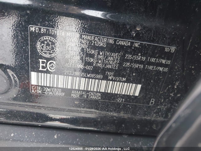 2T3J1RFV5LW085989 Toyota Rav4 Adventure/trd Off Road
