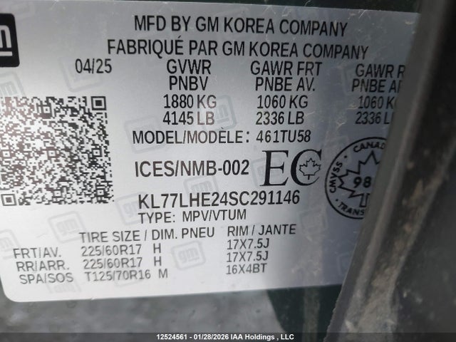 KL77LHE24SC291146 Chevrolet Trax Lt Fwd
