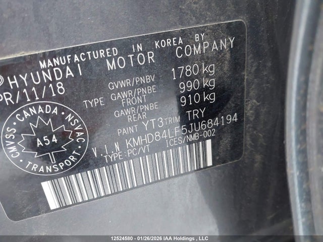 KMHD84LF5JU684194 Hyundai Elantra Limited