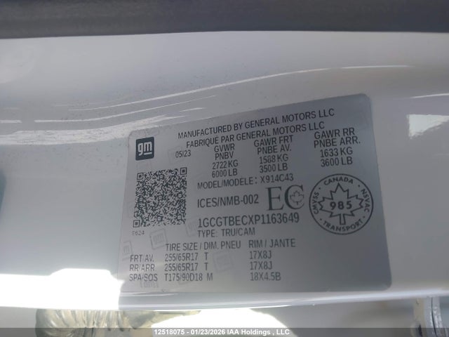 1GCGTBECXP1163649 Chevrolet Colorado Wt