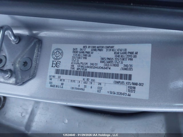 1FMCU9GD2HUD62474 Ford ESCAPE SE