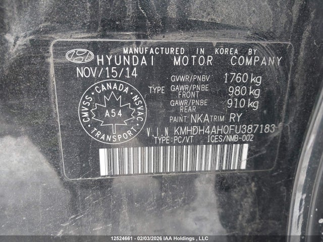 KMHDH4AH0FU387183 Hyundai Elantra Limited