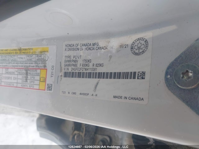 2HGFE2F27NH115361 Honda Civic Lx