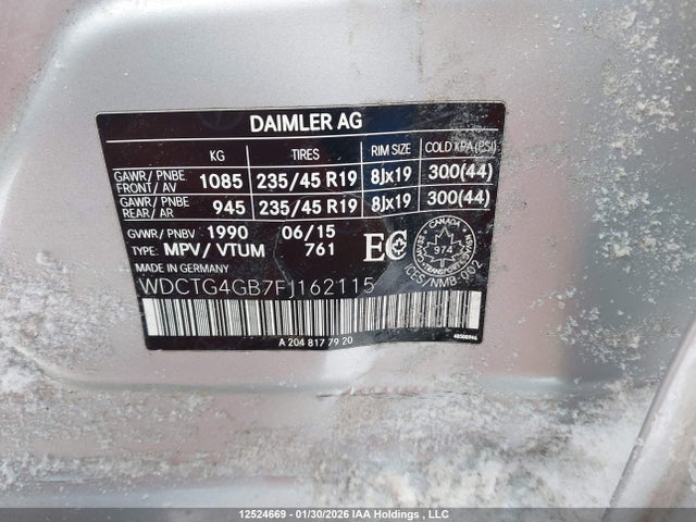 WDCTG4GB7FJ162115 Mercedes-Benz Gla 250 4matic