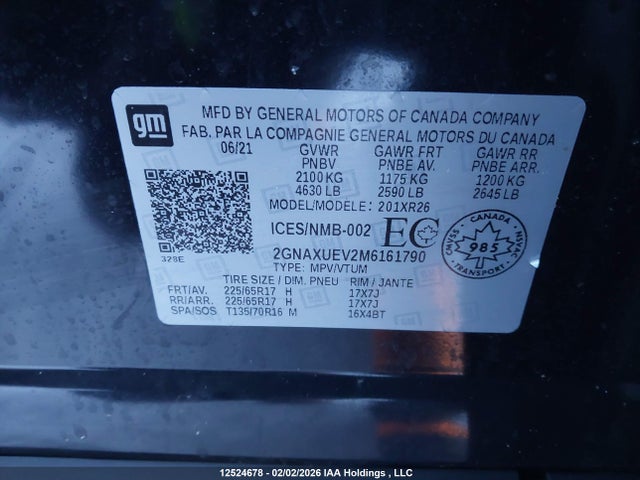 2GNAXUEV2M6161790 Chevrolet EQUINOX LT
