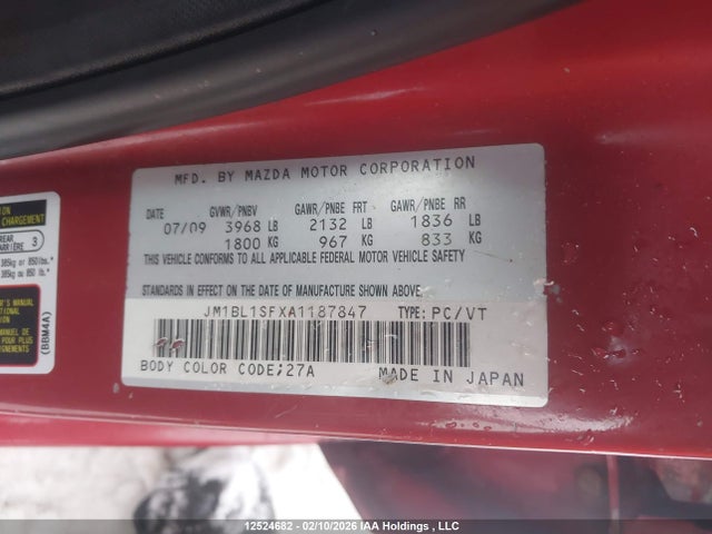 Продаж на аукціоні авто 2010 Mazda Mazda3, vin: JM1BL1SFXA1187847, номер лоту: 12524682