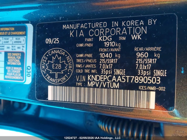 KNDEPCAA5T7890503 KIA Seltos Lx