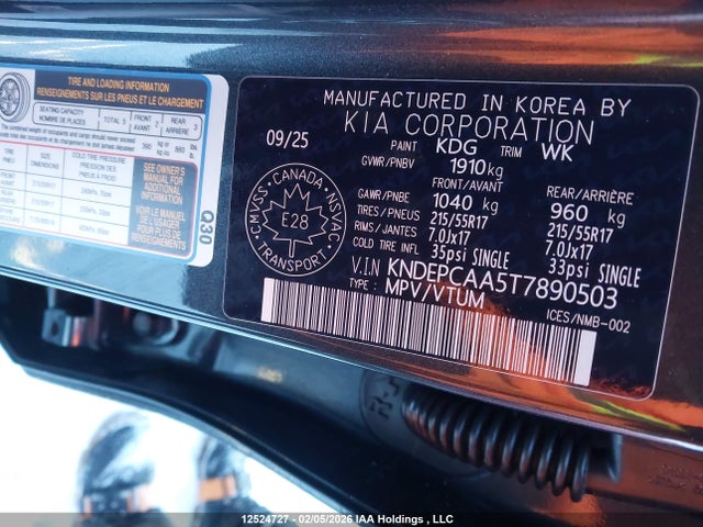 KNDEPCAA5T7890503 KIA Seltos Lx