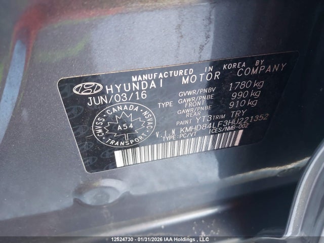 Hyundai Elantra 2017 KMHD84LF3HU221352 Image 9