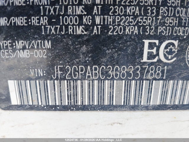 JF2GPABC3G8337881 Subaru Crosstrek Premium