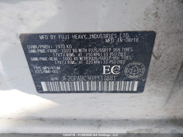 JF2GPABC3G8337881 Subaru Crosstrek Premium