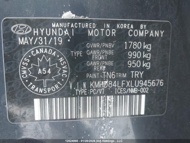 KMHD84LFXLU945676 Hyundai Elantra Preferred With Sun And Safety Package Auto Ivt