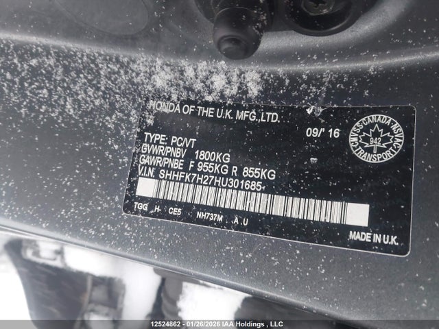 SHHFK7H27HU301685 Honda Civic Lx