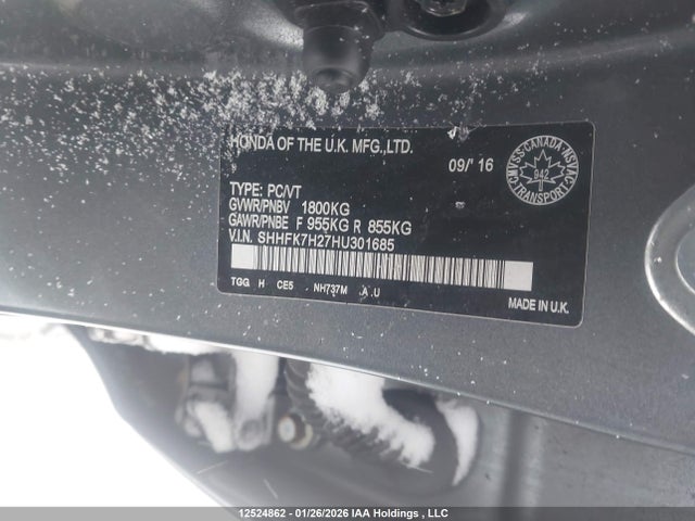 SHHFK7H27HU301685 Honda Civic Lx