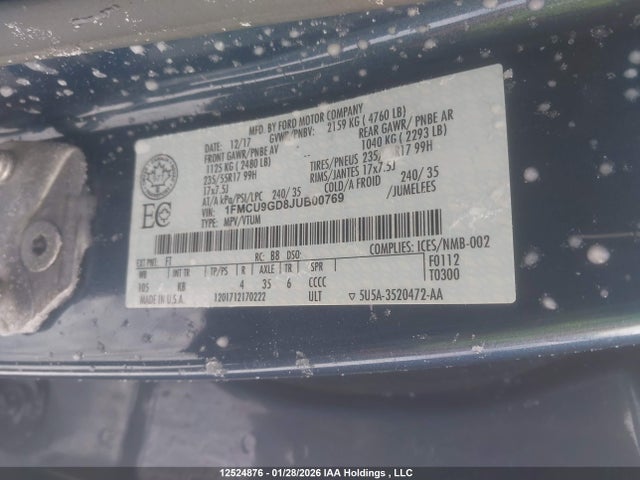 Ford ESCAPE SE 2018 1FMCU9GD8JUB00769 Image 18