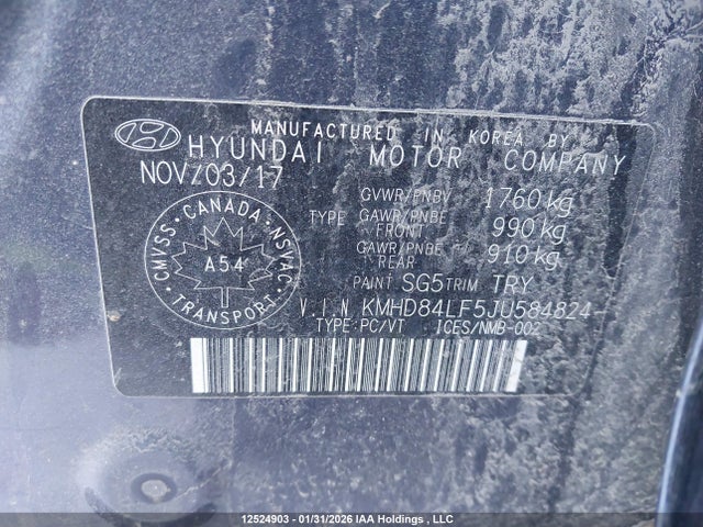KMHD84LF5JU584824 Hyundai Elantra Sel/value/limited