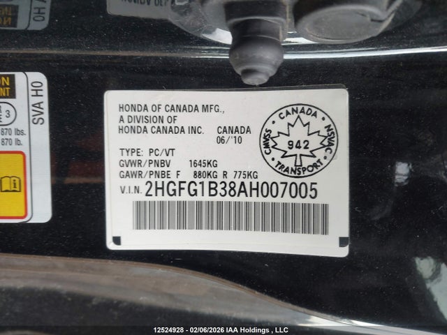 Продаж на аукціоні авто 2010 Honda Civic Dx-g, vin: 2HGFG1B38AH007005, номер лоту: 12524928