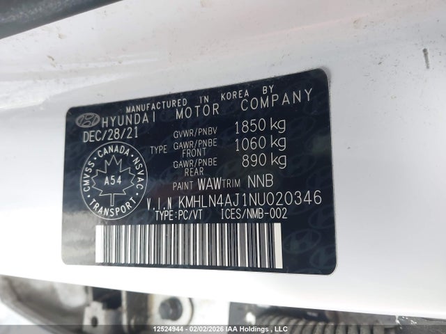 KMHLN4AJ1NU020346 Hyundai ELANTRA HYBRID