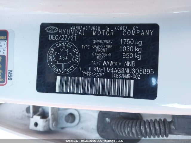 Продажа на аукционе авто 2022 Hyundai Elantra Preferred Ivt, vin: KMHLM4AG3NU305895, номер лота: 12524947