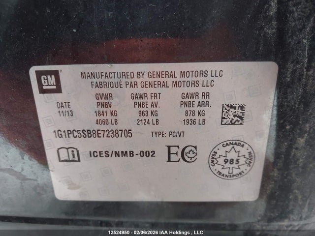 1G1PC5SB8E7238705 Chevrolet CRUZE LT