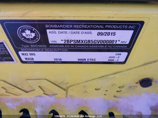 2BPSMXGB5GV000001 Skidoo Skidoo.