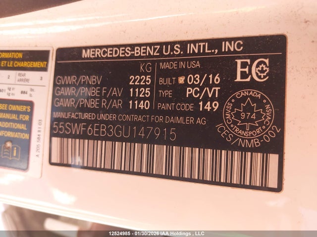 55SWF6EB3GU147915 Mercedes-Benz C 450 4mati Amg