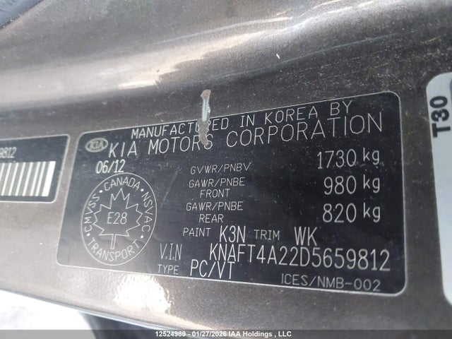2013 Kia Forte 2.0l Lx მანქანა იყიდება აუქციონზე, vin: KNAFT4A22D5659812, აუქციონის ნომერი: 12524989