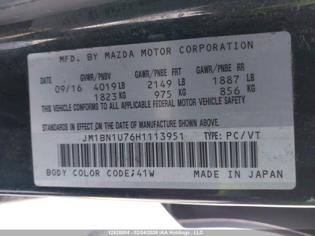 JM1BN1U76H1113951 Mazda Mazda3 Gx